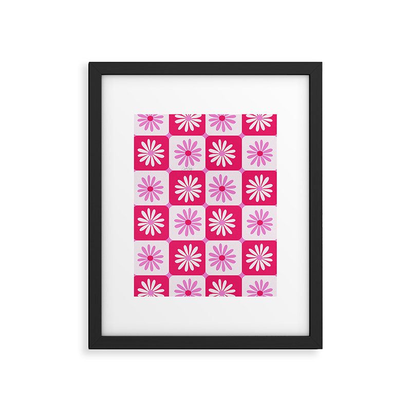 Checkered Daisies - Pink Framed Art Print Gallery Image 6