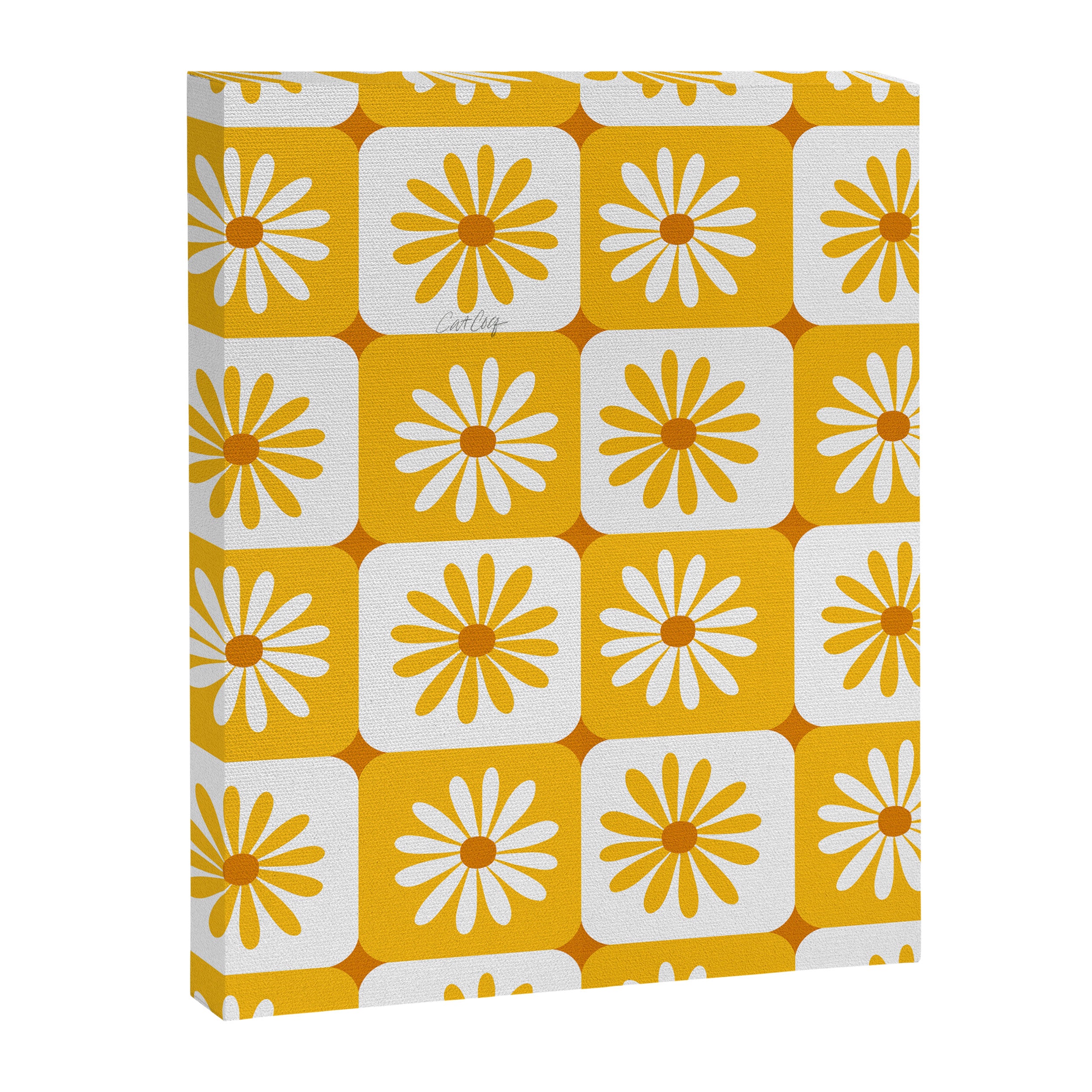 Checkered Daisies - Yellow Canvas Print Gallery Image 8