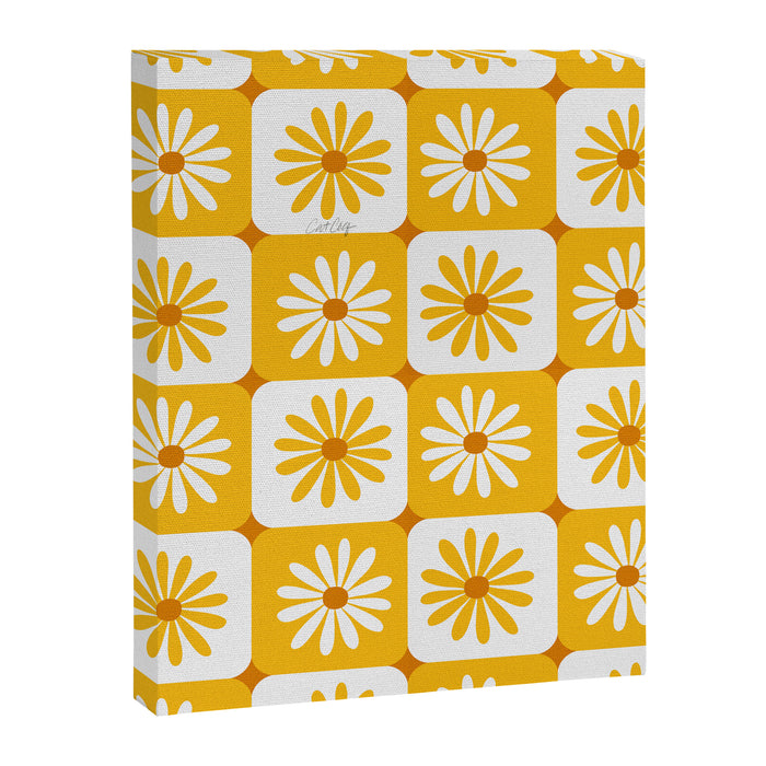 Checkered Daisies - Yellow Canvas Print Gallery Image 1
