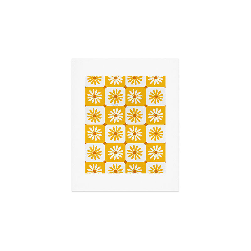 Checkered Daisies - Yellow Art Print Gallery Image 1