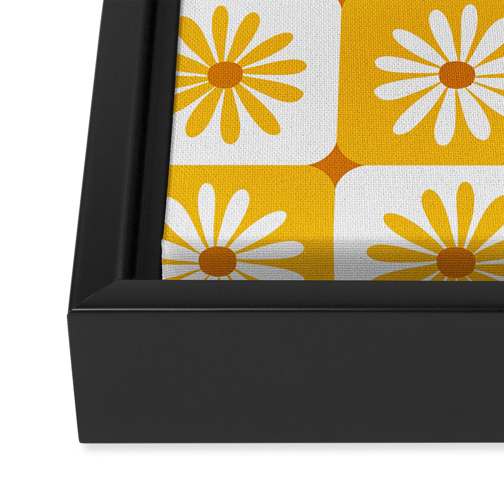 Checkered Daisies - Yellow Framed Canvas Print Gallery Image 3