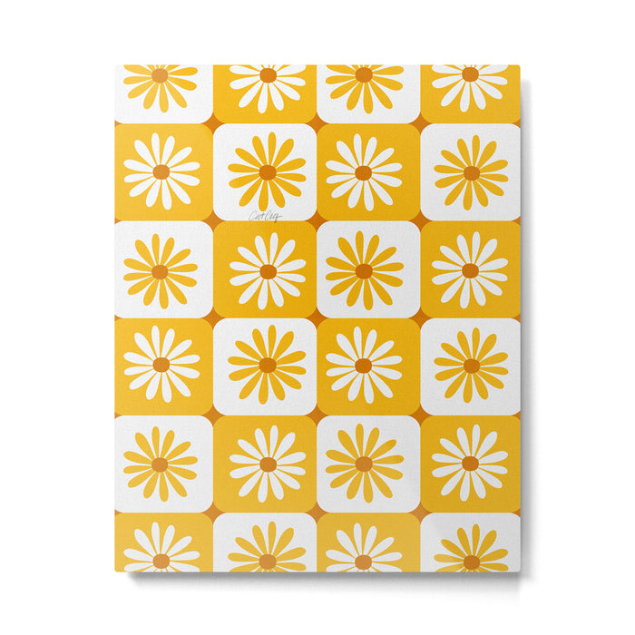 Checkered Daisies - Yellow Metal Print Gallery Image 1