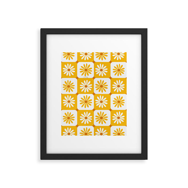 Checkered Daisies - Yellow Framed Art Print Gallery Image 6