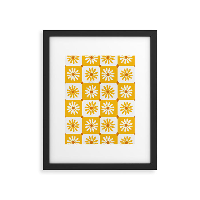 Checkered Daisies - Yellow Framed Art Print Gallery Image 1