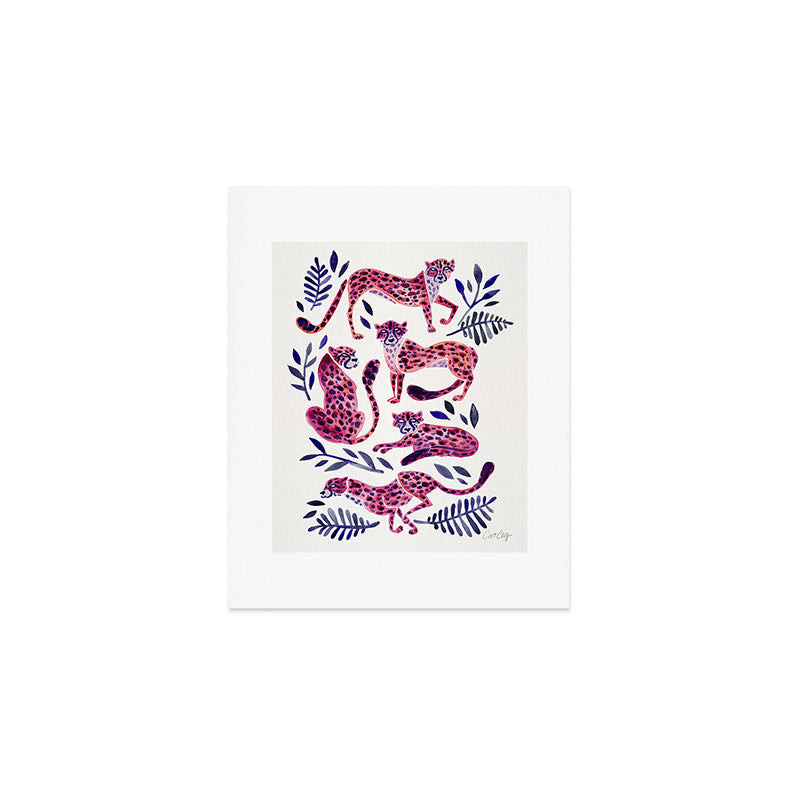 Cheetah Collection - Mauve & Indigo Art Print Gallery Image 1
