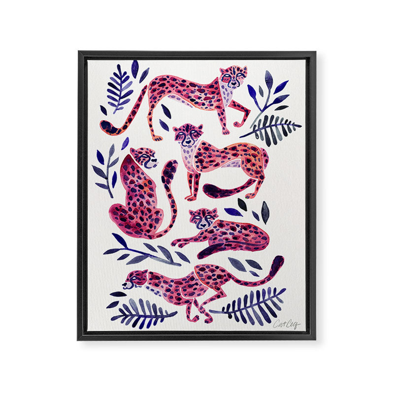 Cheetah Collection - Mauve & Indigo Framed Canvas Print Gallery Image 6