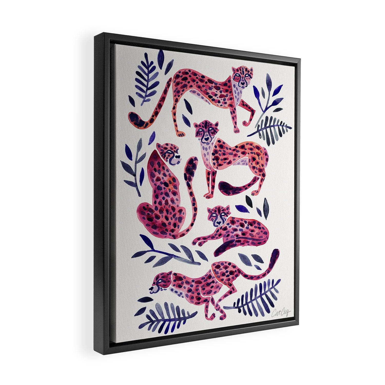 Cheetah Collection - Mauve & Indigo Framed Canvas Print Gallery Image 2