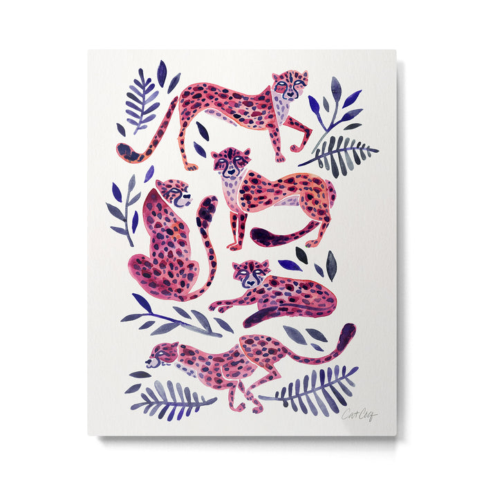 Cheetah Collection - Mauve & Indigo Metal Print Gallery Image 1