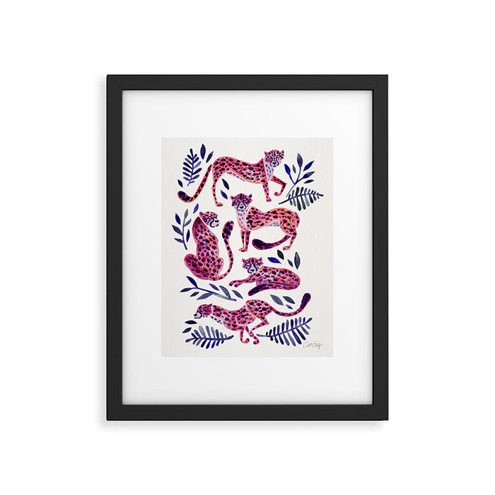 Cheetah Collection - Mauve & Indigo Framed Art Print Gallery Image 1