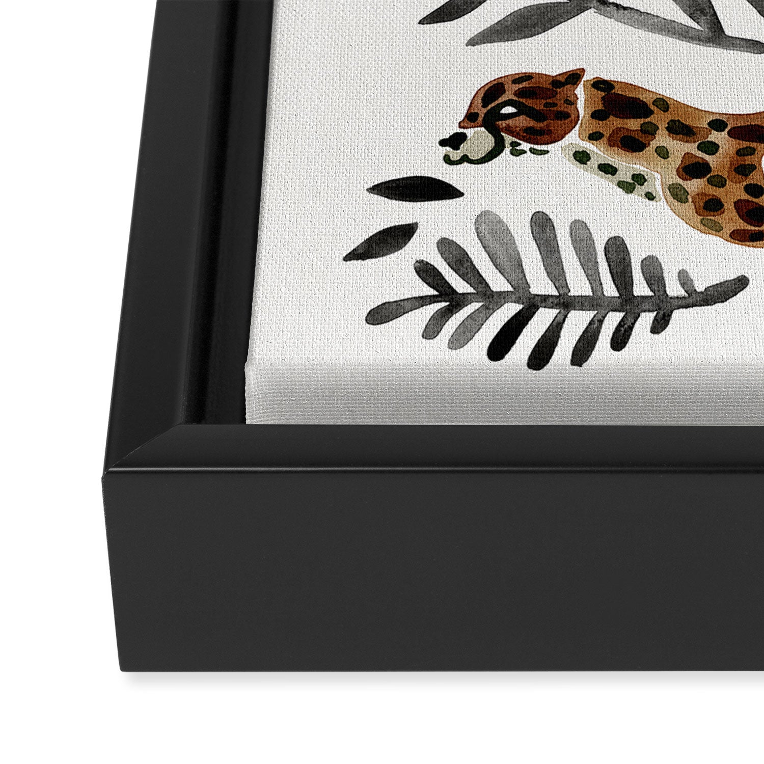 Cheetah Collection - Mocha & Black Palette Framed Canvas Print Gallery Image 3