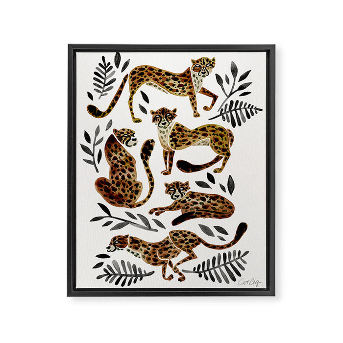 Cheetah Collection - Mocha & Black Palette Framed Canvas Print Gallery Image 1