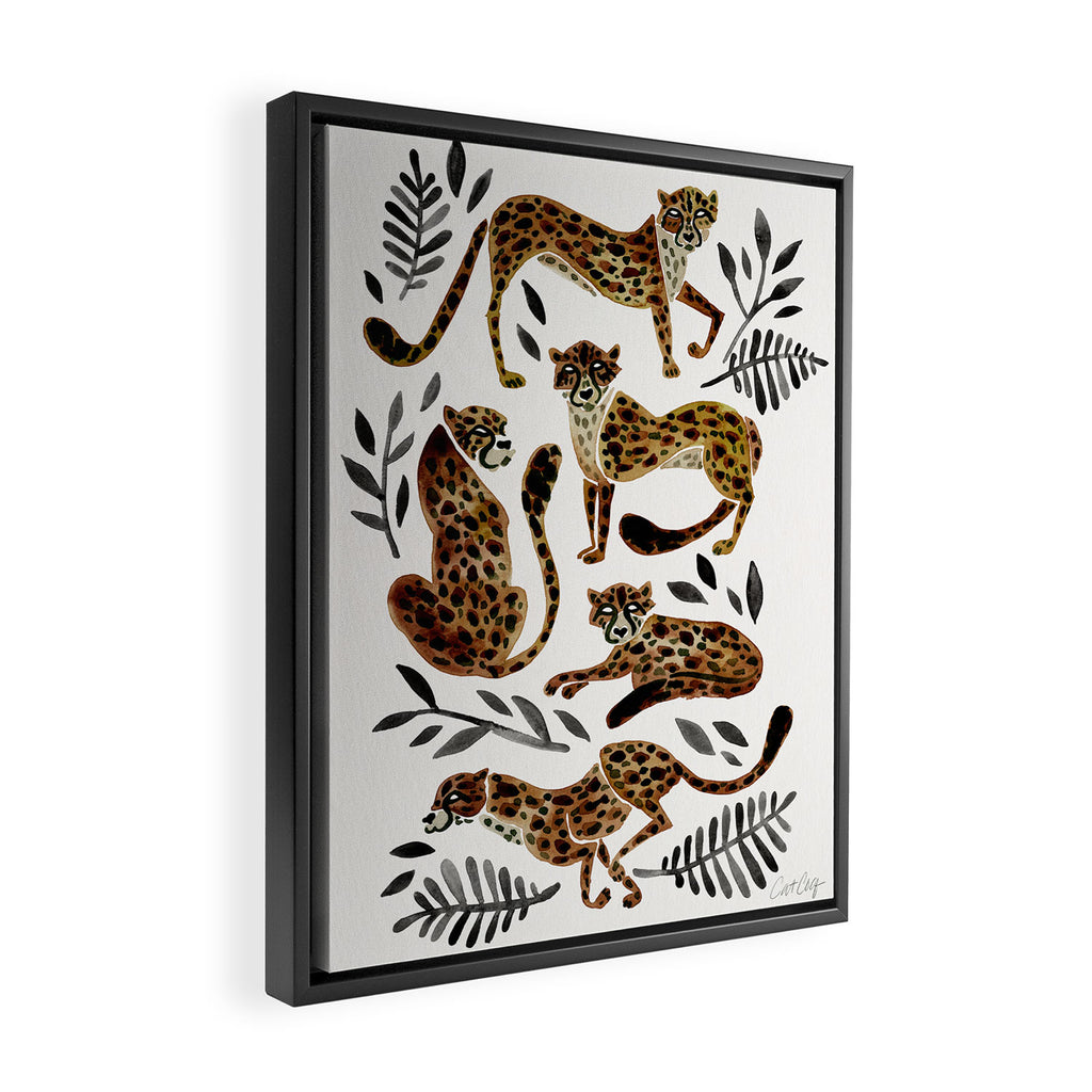 Cheetah Collection - Mocha & Black Palette Framed Canvas Print Gallery Image 2