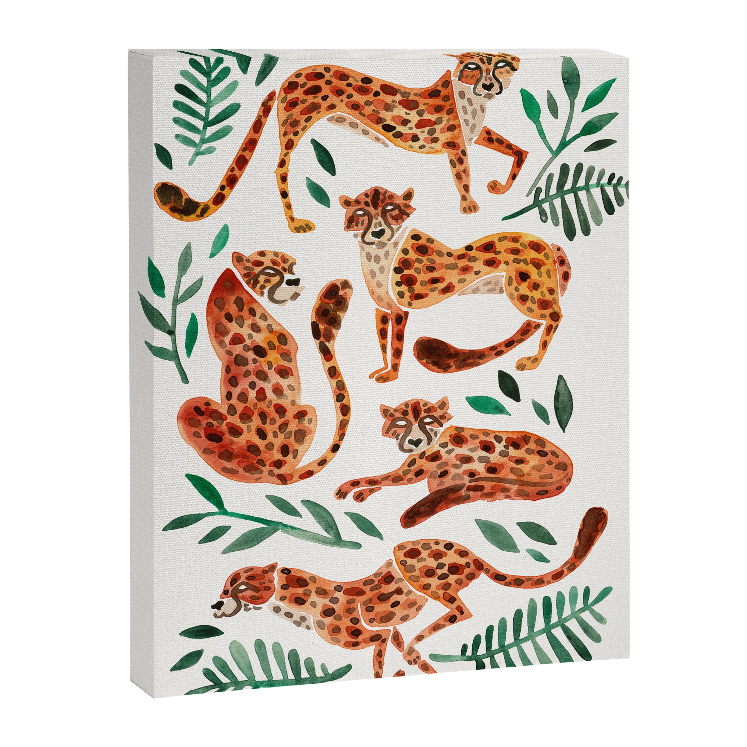 Cheetah Collection - Orange & Green Palette Canvas Print Gallery Image 8