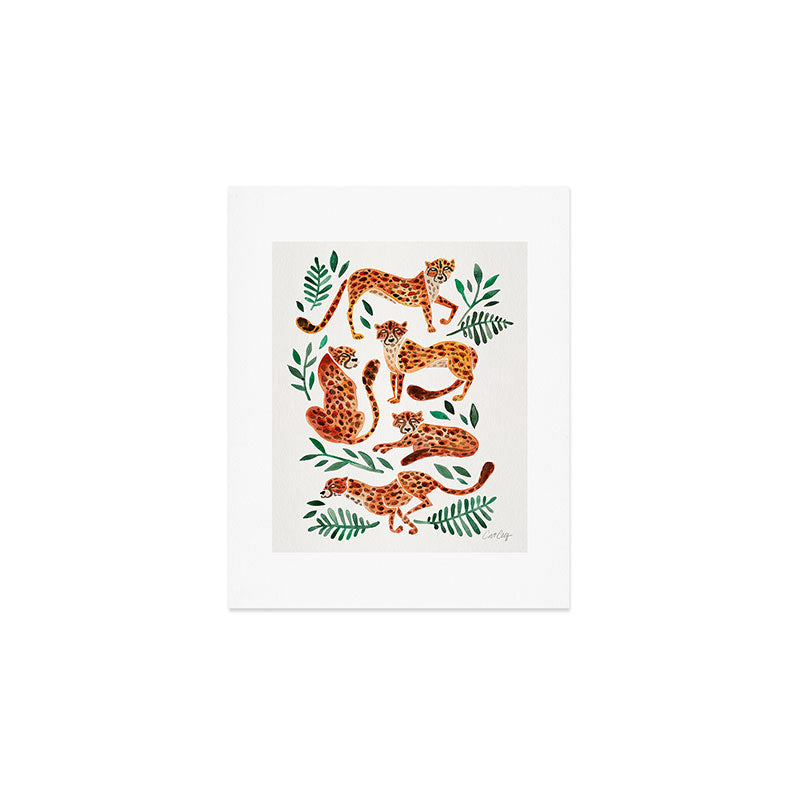 Cheetah Collection - Orange & Green Palette Art Print Gallery Image 1