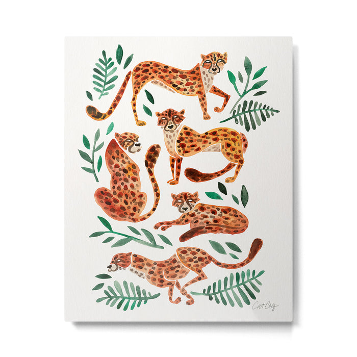 Cheetah Collection - Orange & Green Palette Metal Print Gallery Image 1
