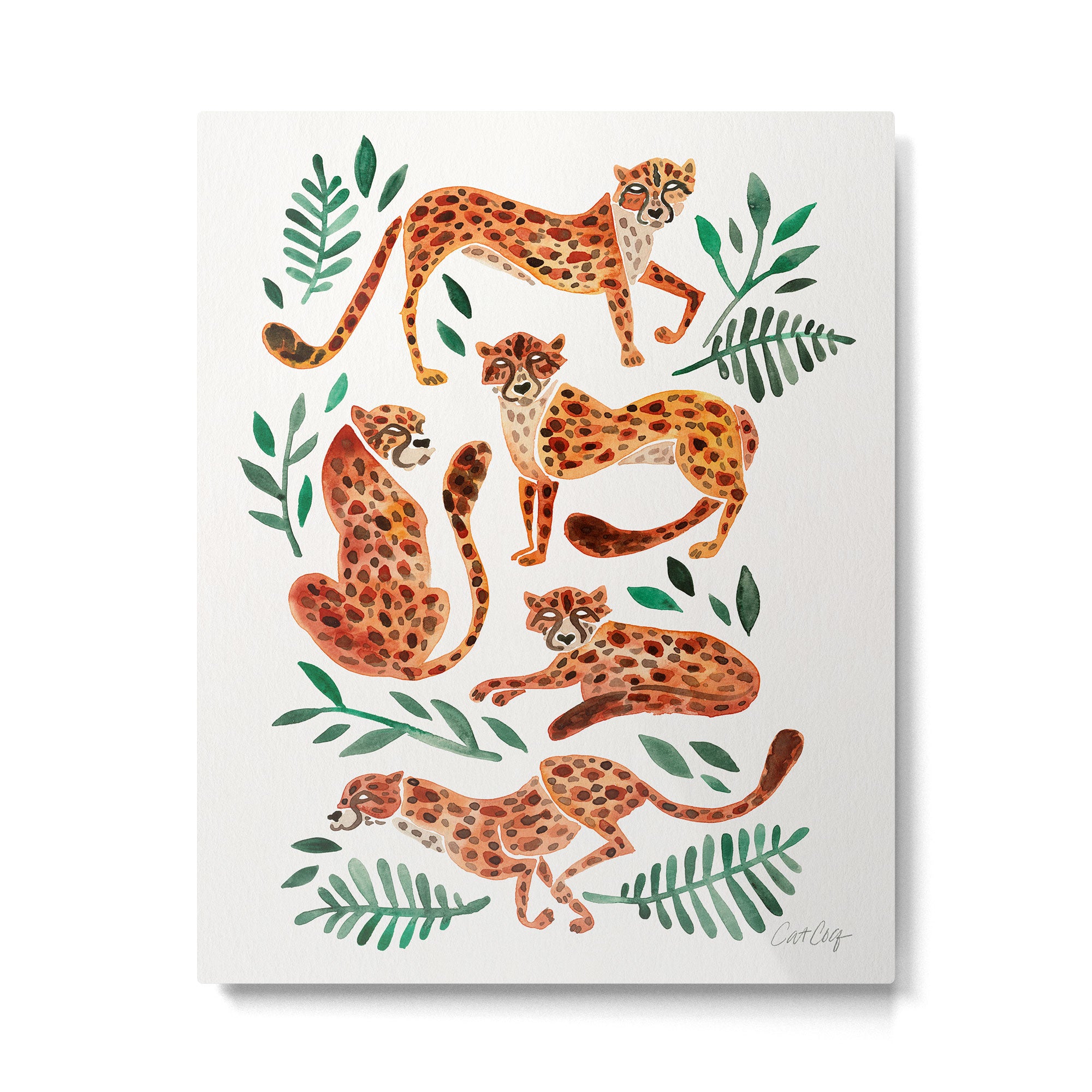 Cheetah Collection - Orange & Green Palette Metal Print Gallery Image 6