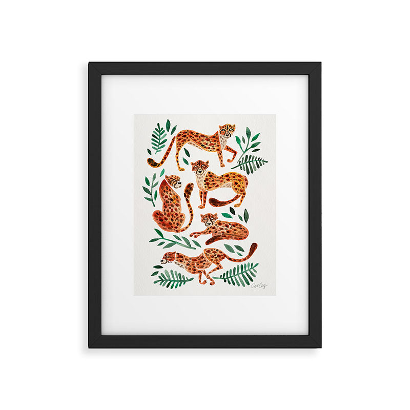 Cheetah Collection - Orange & Green Palette Framed Art Print Gallery Image 6