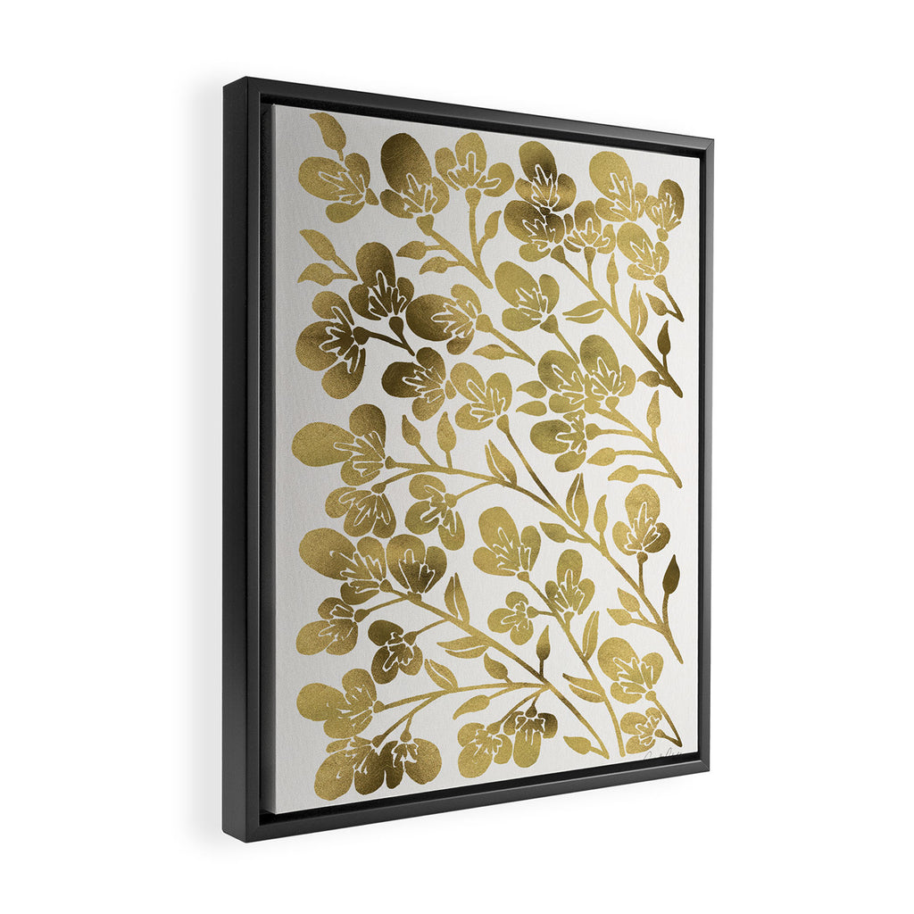 Cherry Blossoms - Gold Palette Framed Canvas Print Gallery Image 2