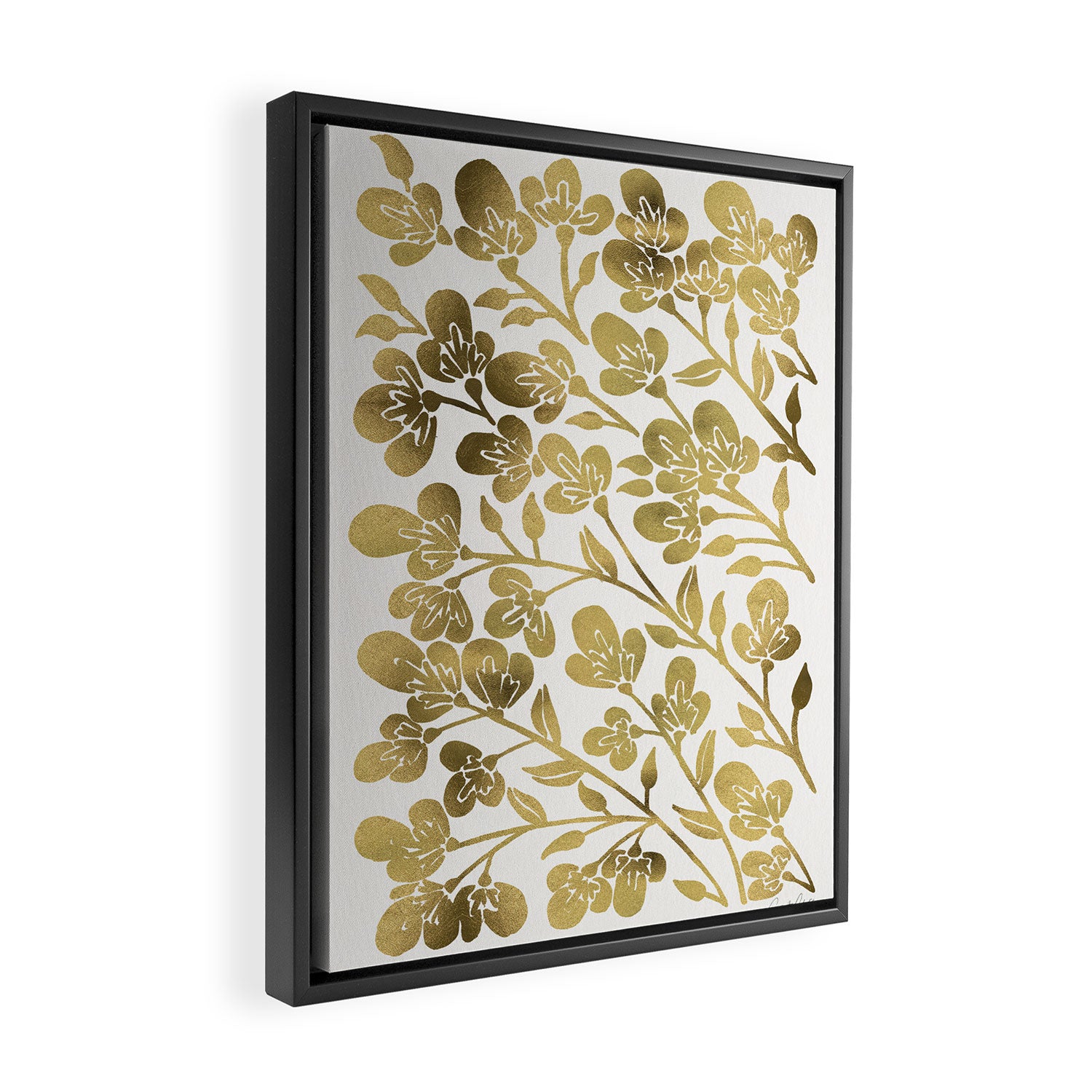 Cherry Blossoms - Gold Palette Framed Canvas Print Gallery Image 2