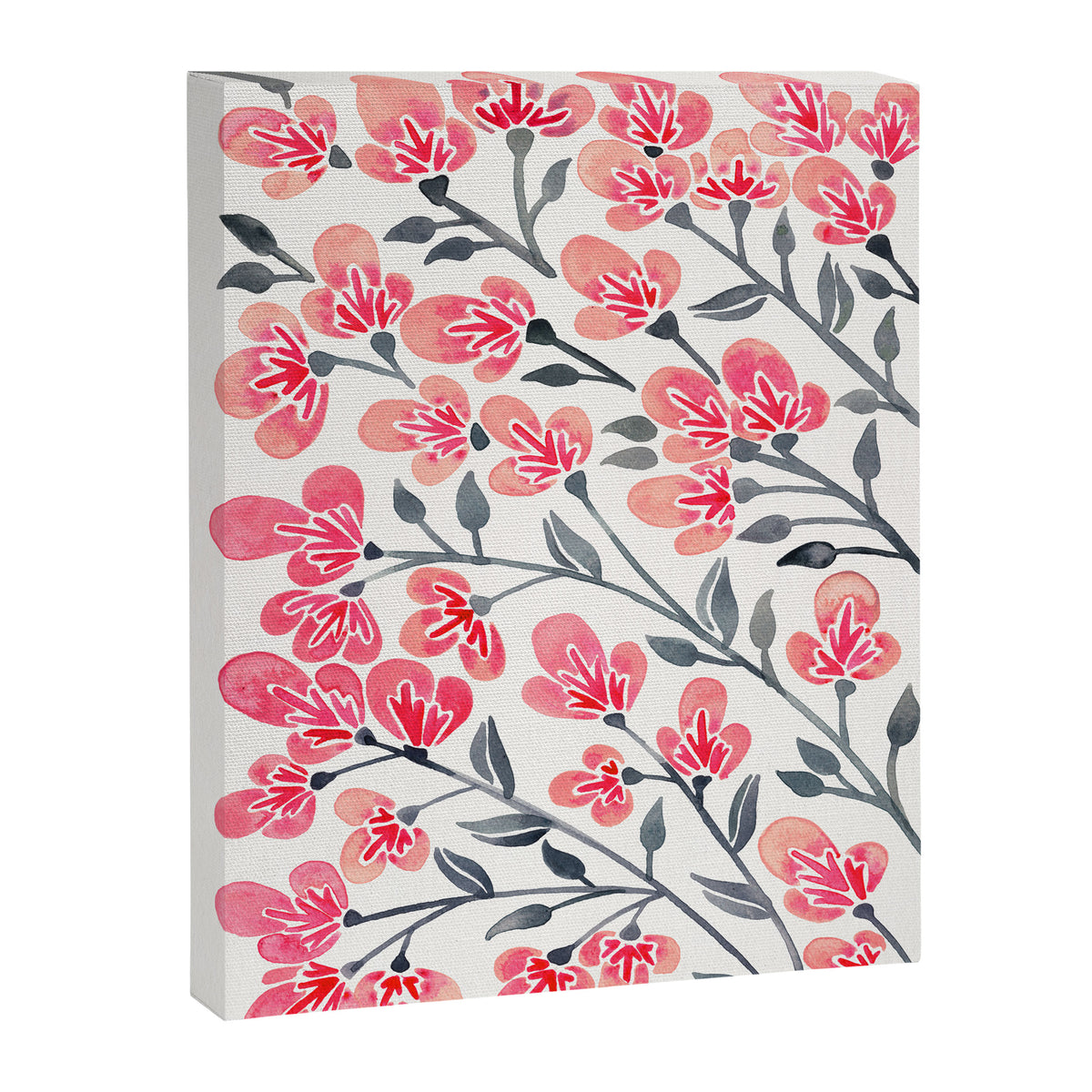 Cherry Blossoms - Pink & Black Palette Canvas Print Gallery Image 8