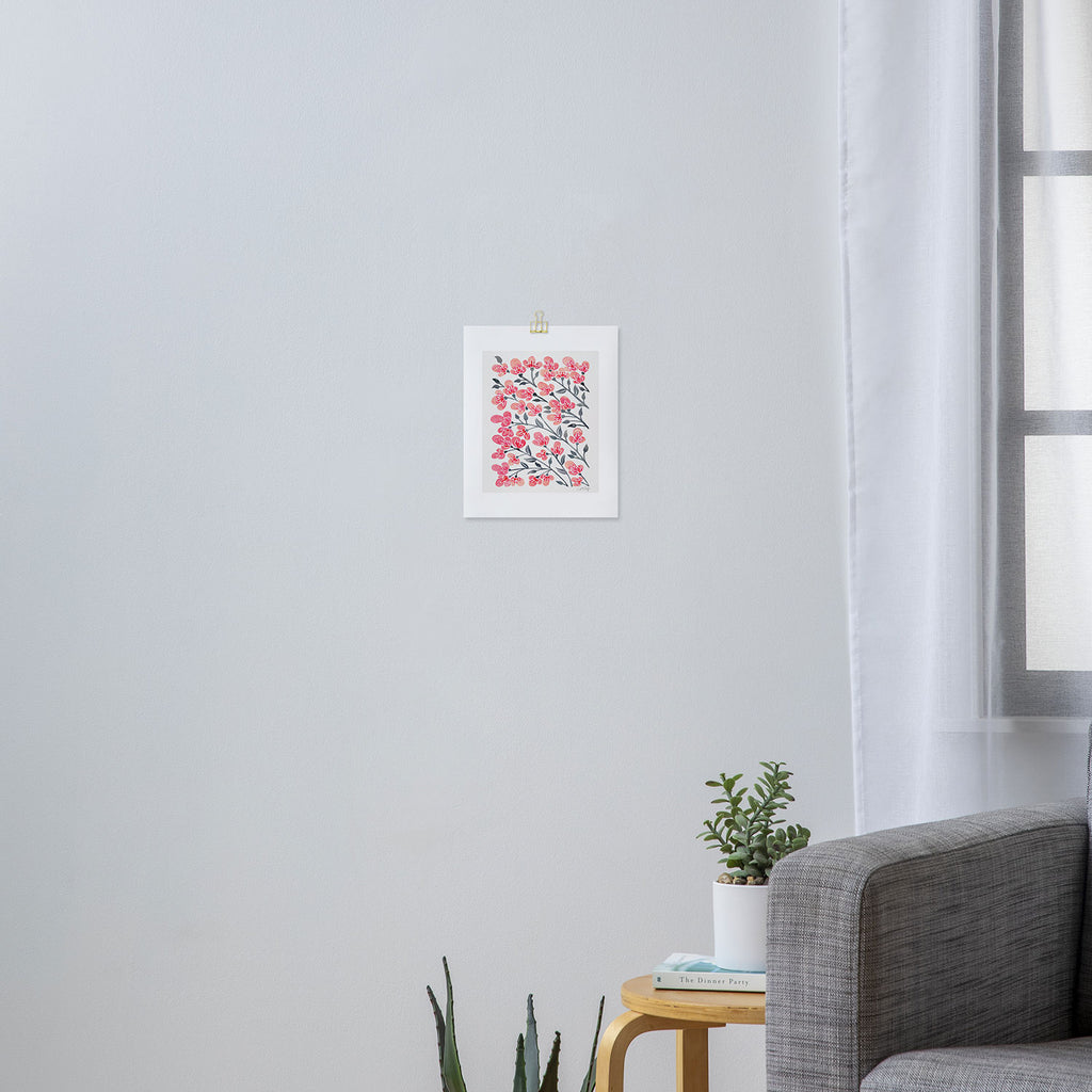 Cherry Blossoms - Pink & Black Palette Art Print Gallery Image 3
