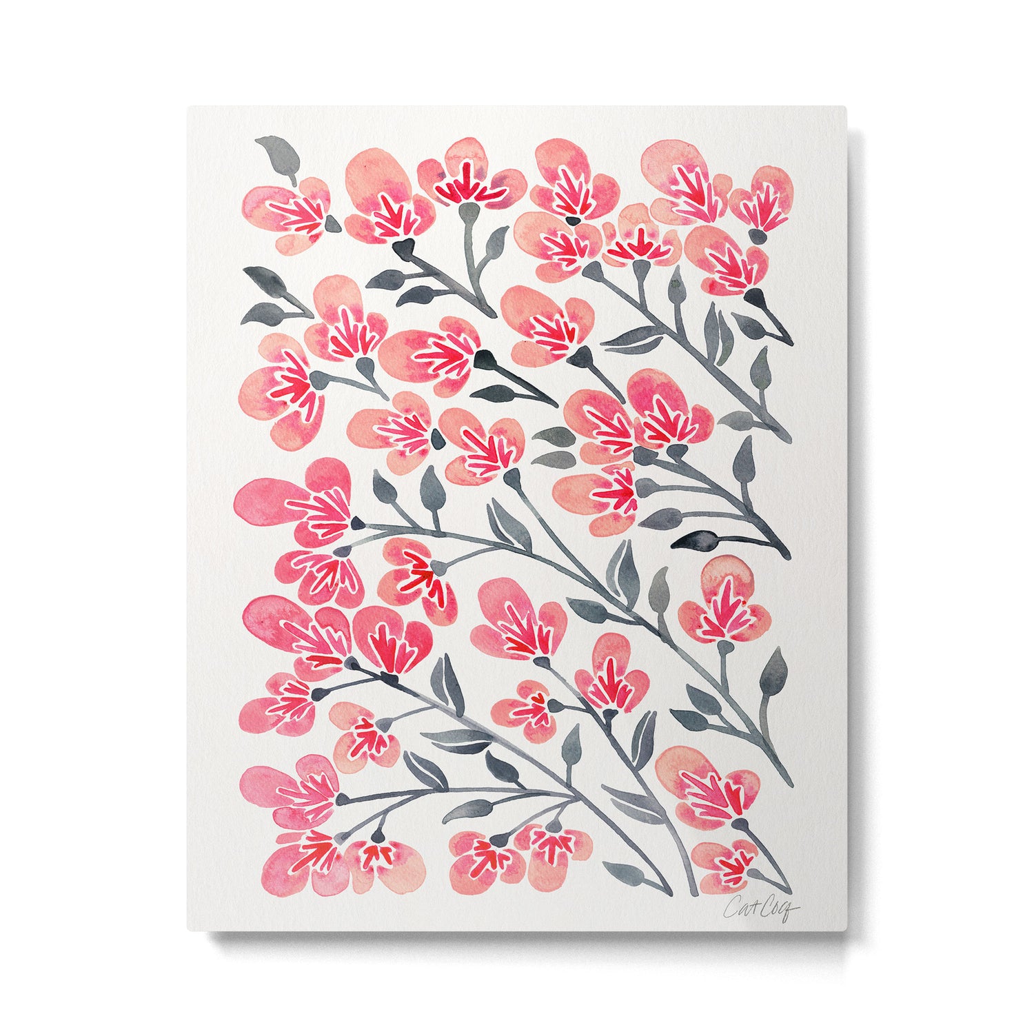 Cherry Blossoms - Pink & Black Palette Metal Print Gallery Image 6