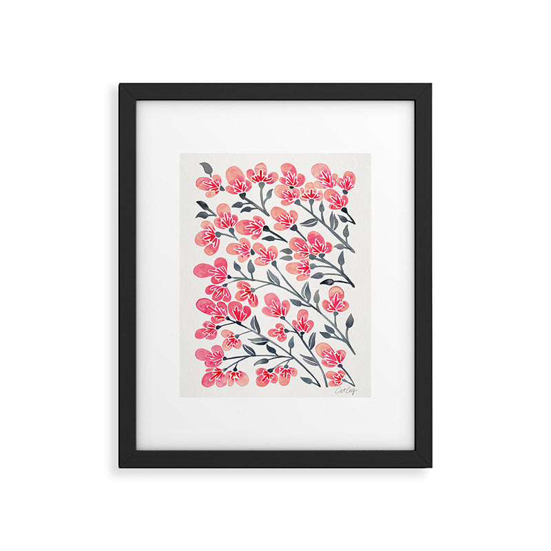 Cherry Blossoms - Pink & Black Palette Framed Art Print Gallery Image 4