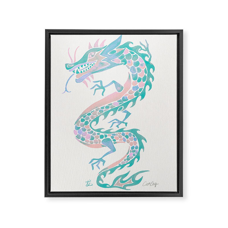 Chinese Dragon â 90s Pastel Palette Framed Canvas Print Gallery Image 6