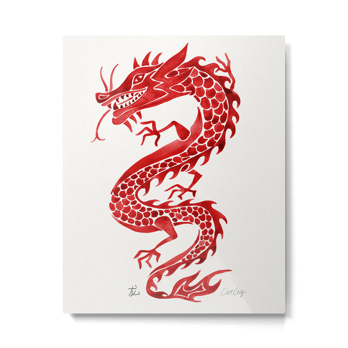 Chinese Dragon - Crimson Palette Metal Print Gallery Image 1