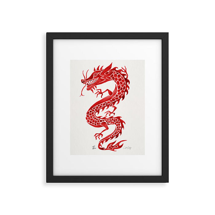 Chinese Dragon - Crimson Palette Framed Art Print Gallery Image 1