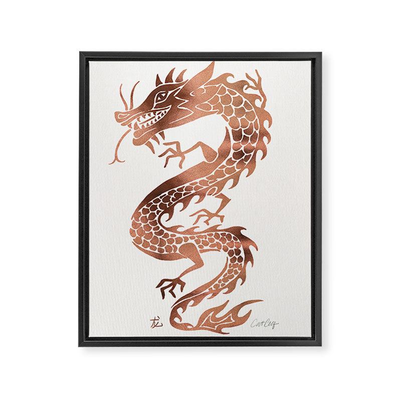 Chinese Dragon - Rose Gold Palette Framed Canvas Print Gallery Image 6