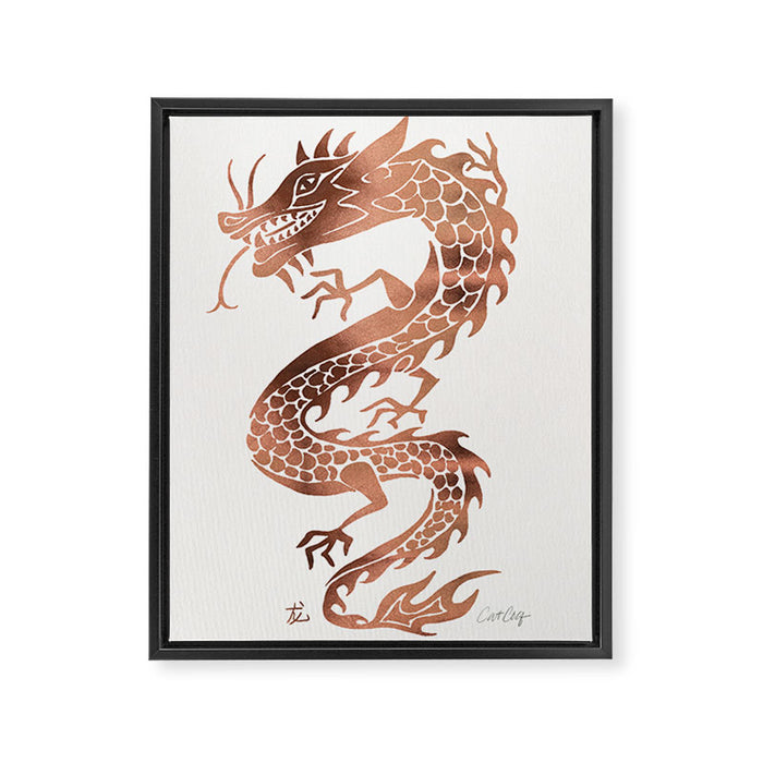 Chinese Dragon - Rose Gold Palette Framed Canvas Print Gallery Image 1