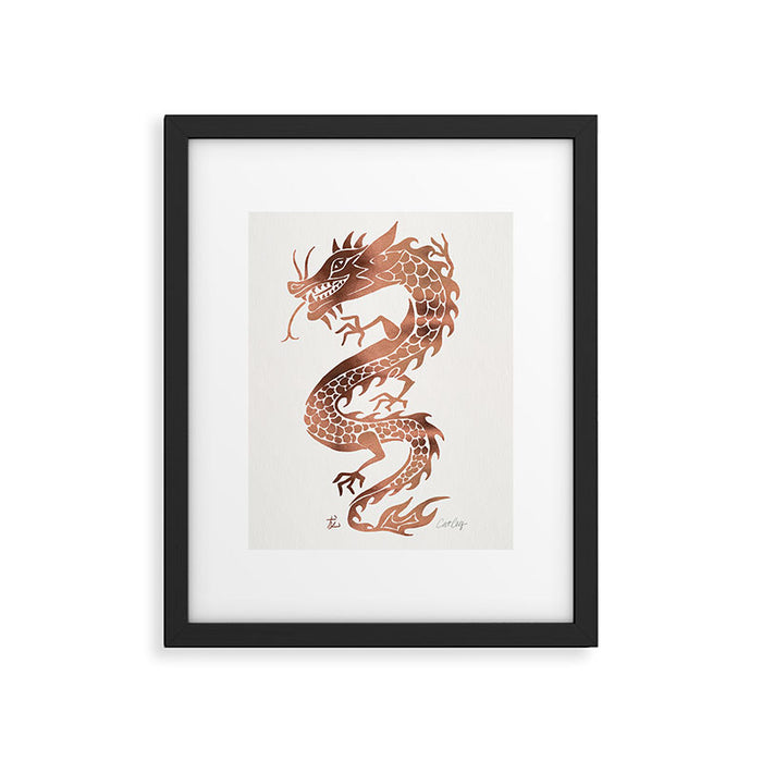 Chinese Dragon - Rose Gold Palette Framed Art Print Gallery Image 1