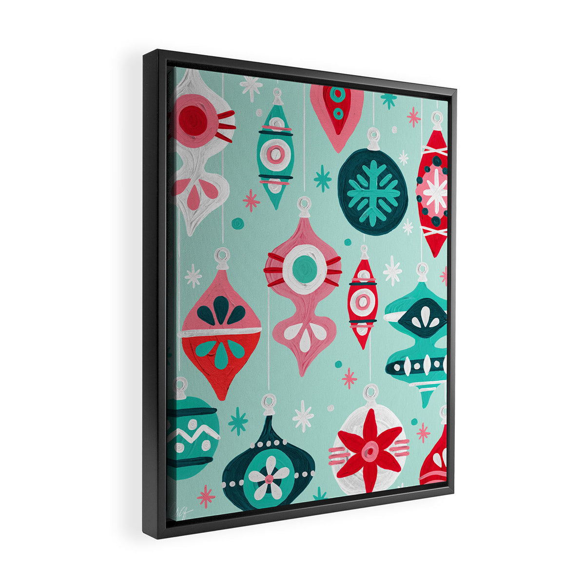 Christmas Ornaments - Mint Palette Framed Canvas Print Gallery Image 2