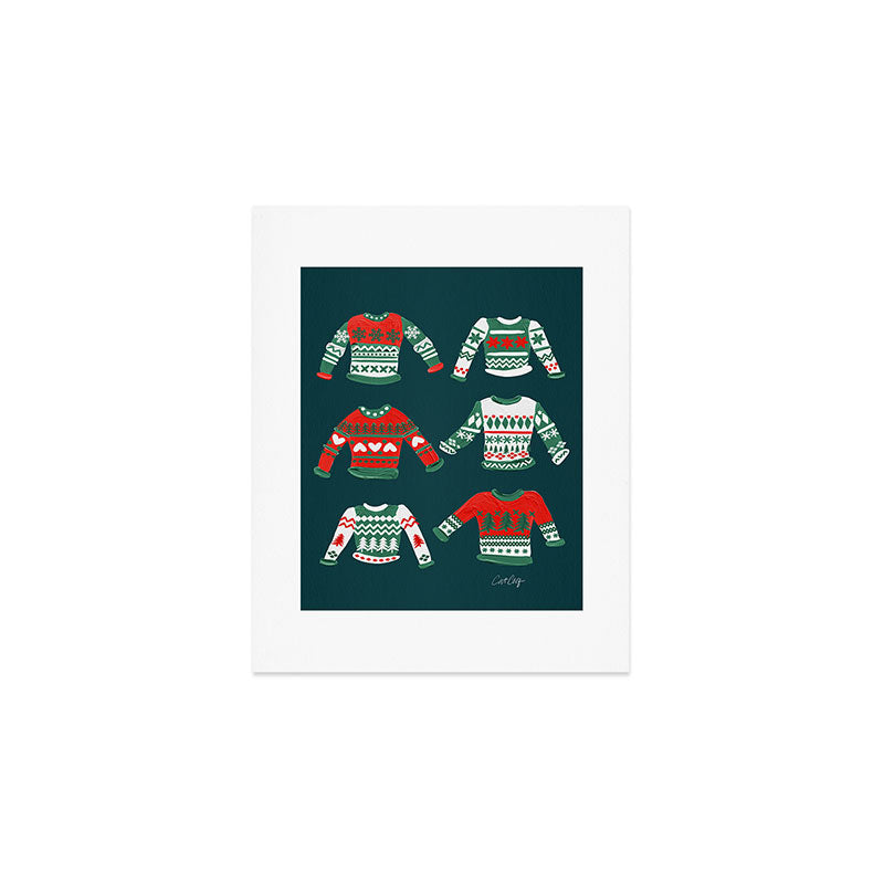 Christmas Sweaters - Teal & Red Palette Art Print Gallery Image 1