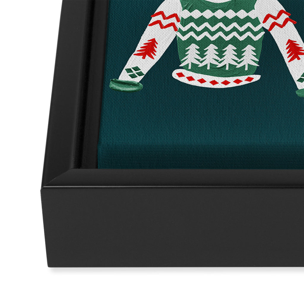 Christmas Sweaters - Teal & Red Palette Framed Canvas Print Gallery Image 3