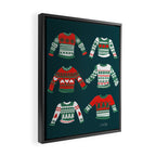 Christmas Sweaters - Teal & Red Palette Framed Canvas Print Gallery Image 2