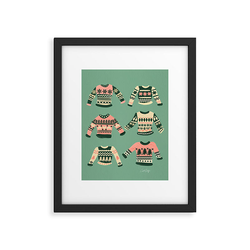 Christmas Sweaters - Vintage Blush Mint Palette Framed Art Print Gallery Image 6