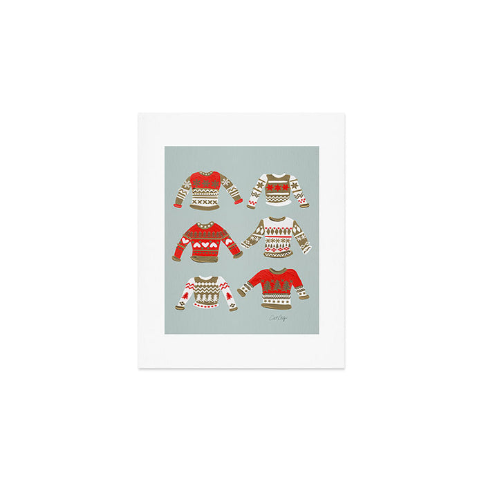 Christmas Sweaters - Vintage Gold & Red Palette Art Print Gallery Image 1
