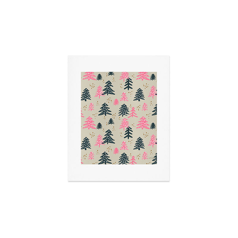 Christmas Trees - Emerald & Pink Art Print Gallery Image 1