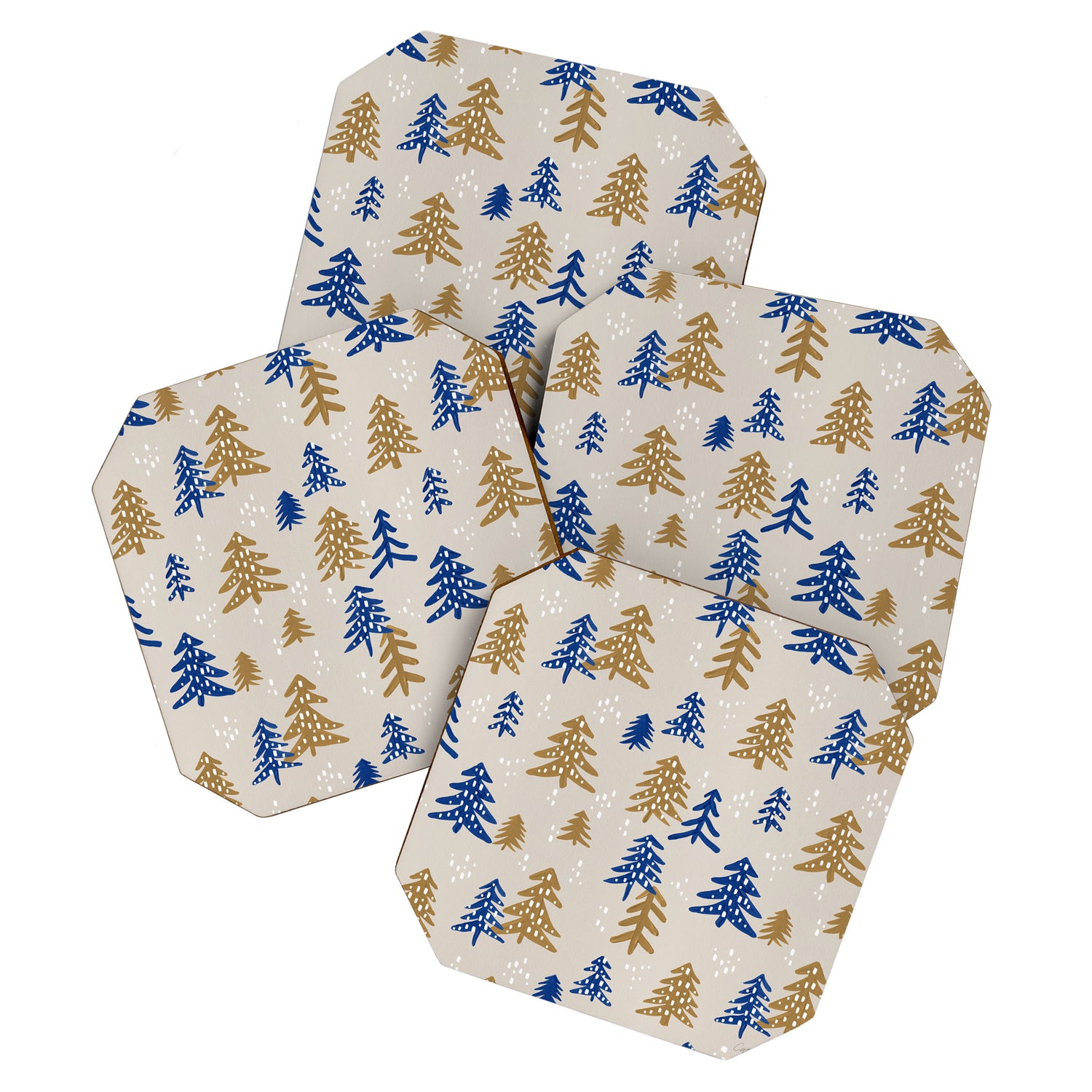 Christmas Trees - Gold & Navy Coaster Gallery Image 1