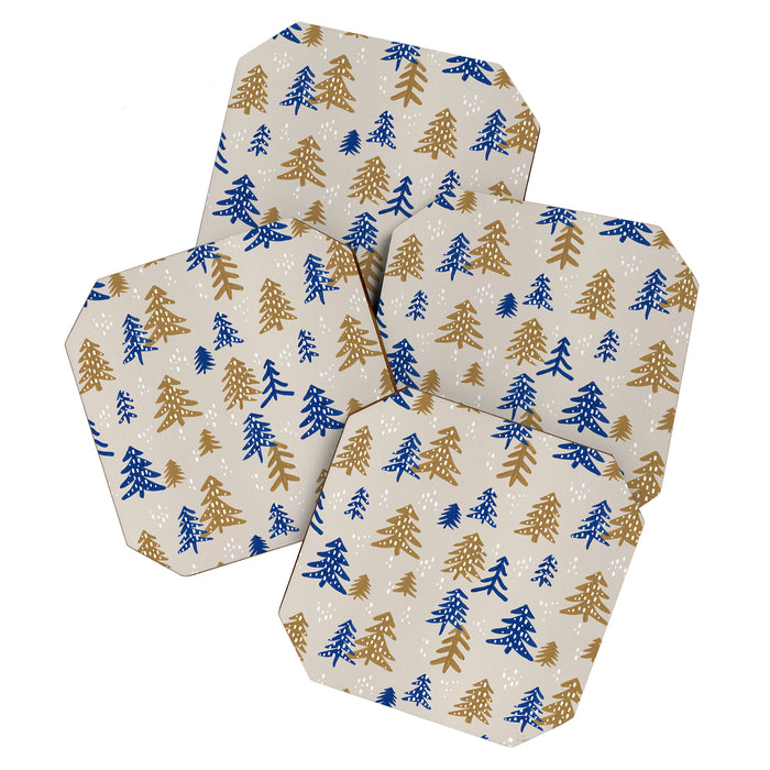 Christmas Trees - Gold & Navy Coaster Gallery Image 1