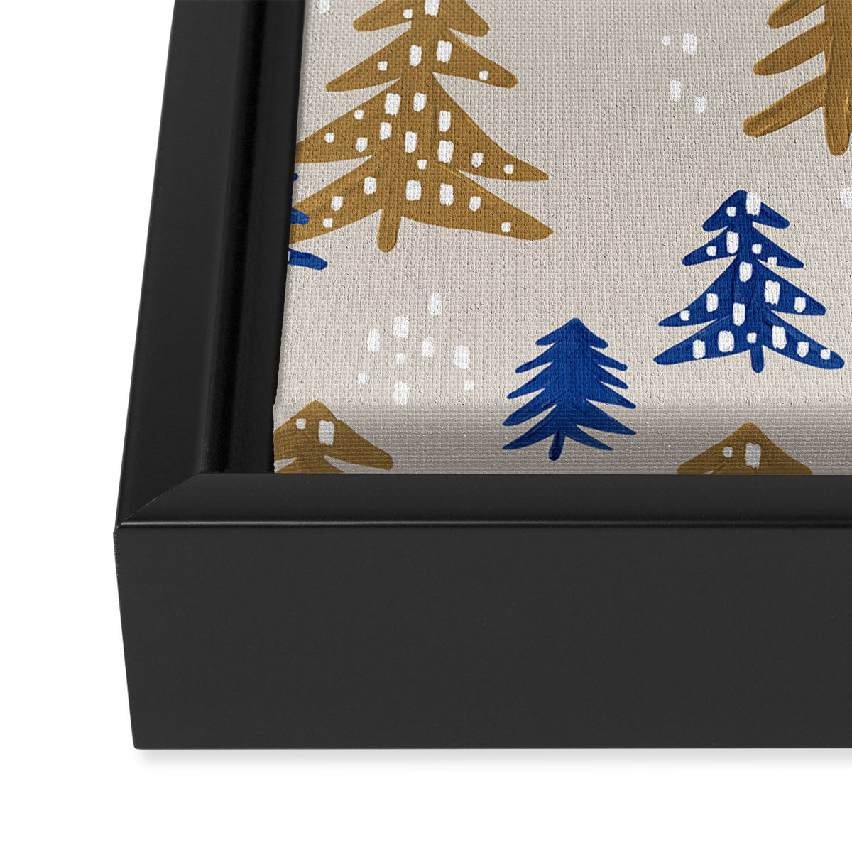 Christmas Trees - Gold & Navy Framed Canvas Print Gallery Image 3