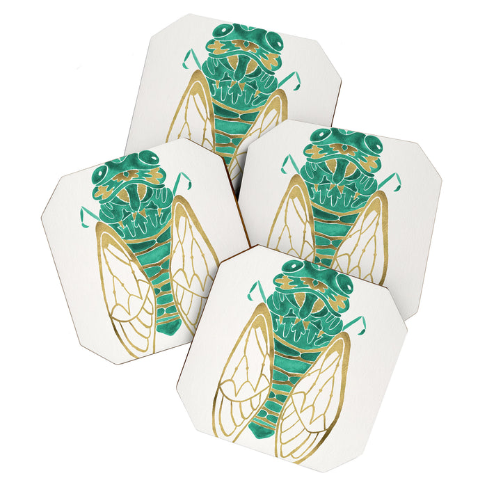 Cicada - Green & Gold Coaster Gallery Image 1