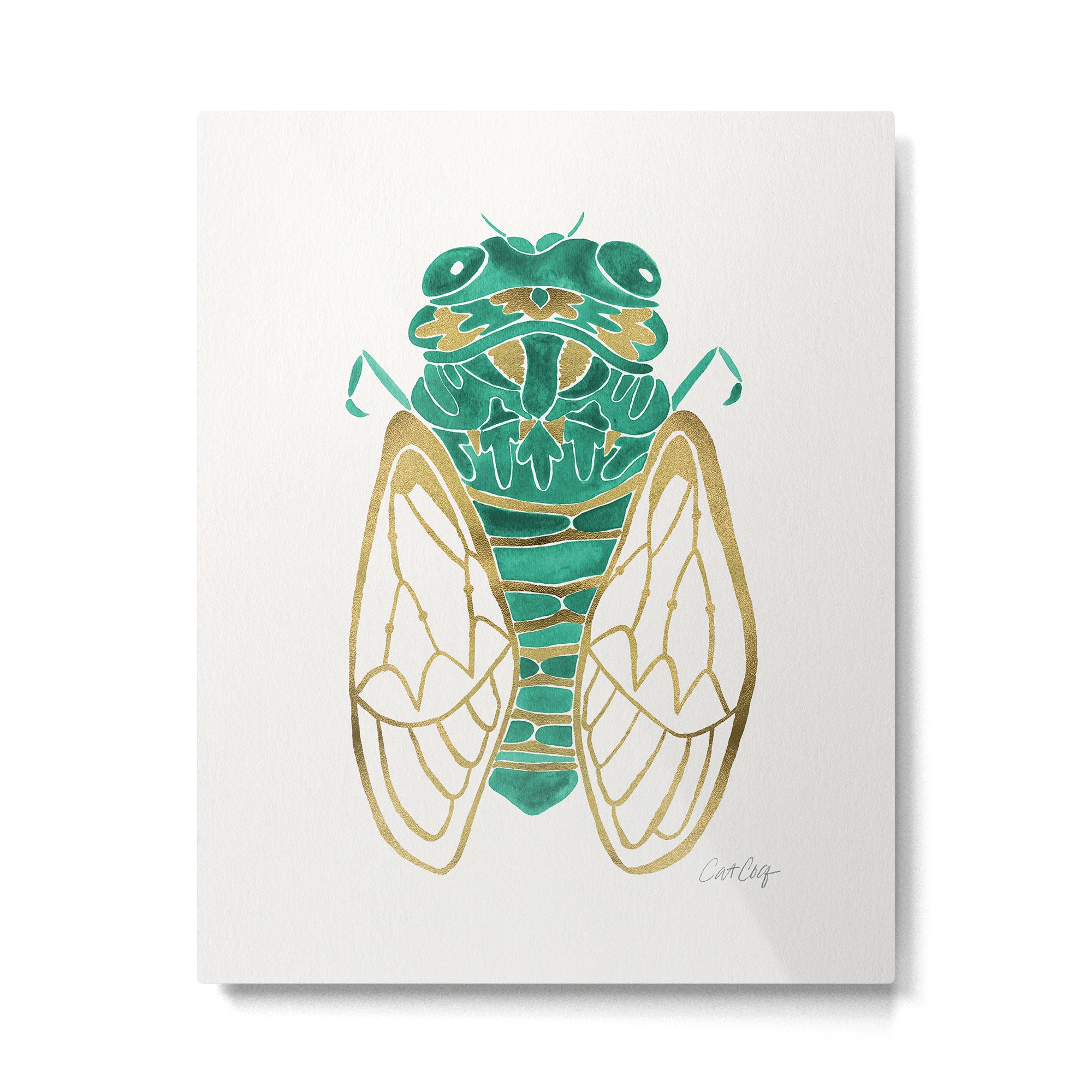 Cicada - Green & Gold Metal Print Gallery Image 4