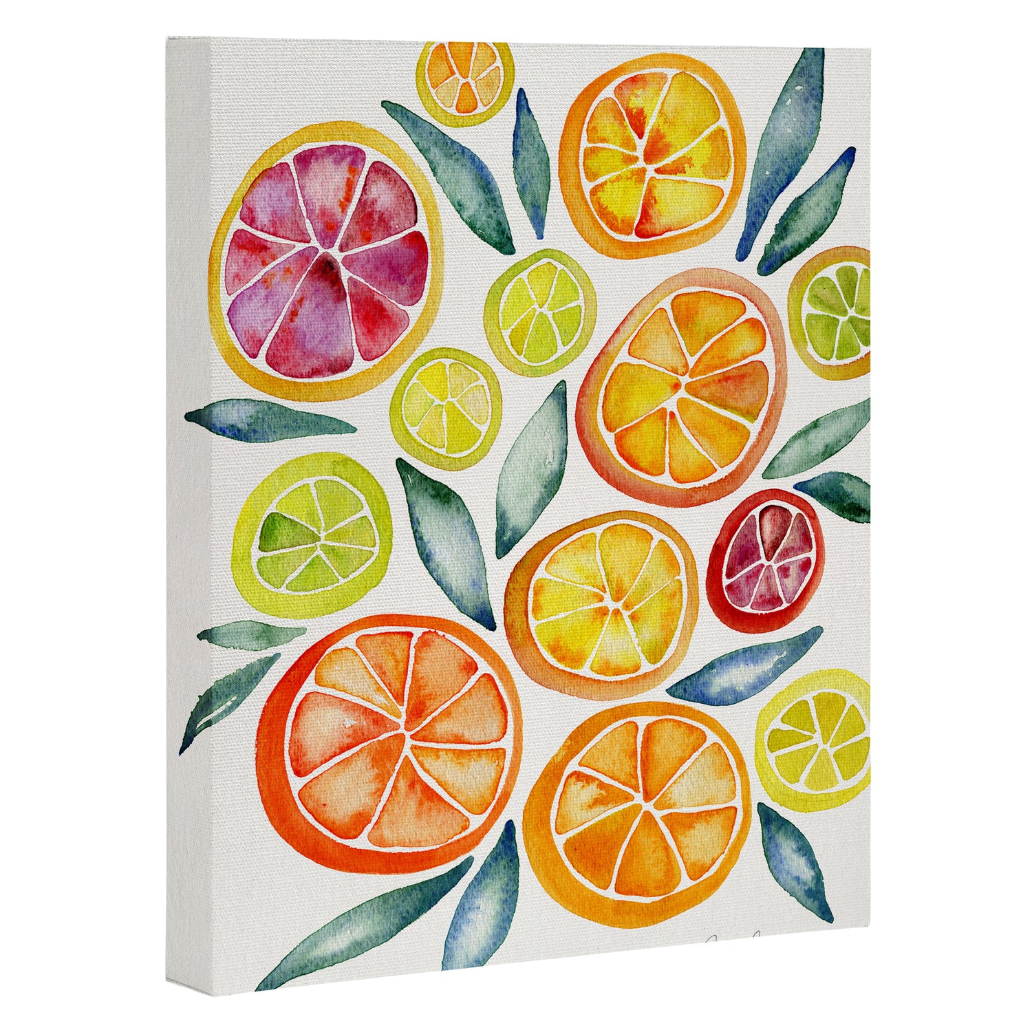 Sliced Citrus Watercolor Canvas Print Gallery Image 3