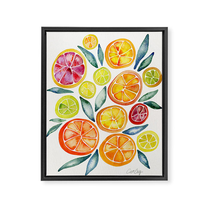 Sliced Citrus Watercolor Framed Canvas Print Gallery Image 1