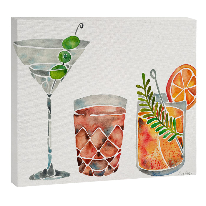 Classic Cocktails  - 1960s Watercolor Lineup Canvas Print Gallery Image 1