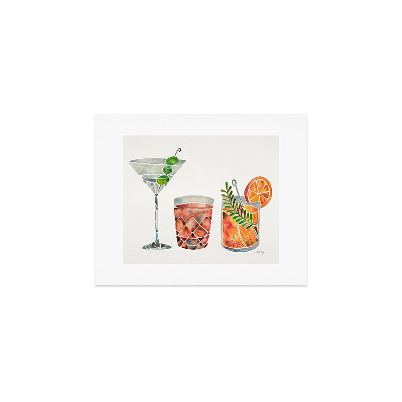 Classic Cocktails  - 1960s Watercolor Lineup Art Print Gallery Image 1