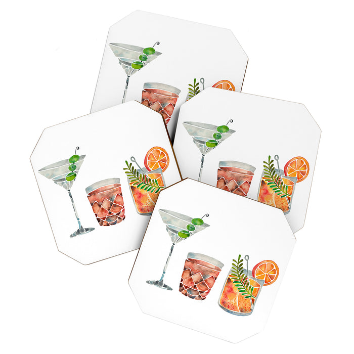 Classic Cocktails  - 1960s Watercolor Lineup Coaster Gallery Image 1